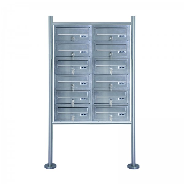 Grafner® Edelstahl Briefkastenanlage für Mehrfamilienhäuser 12 Einheiten 150cm Standbriefkasten