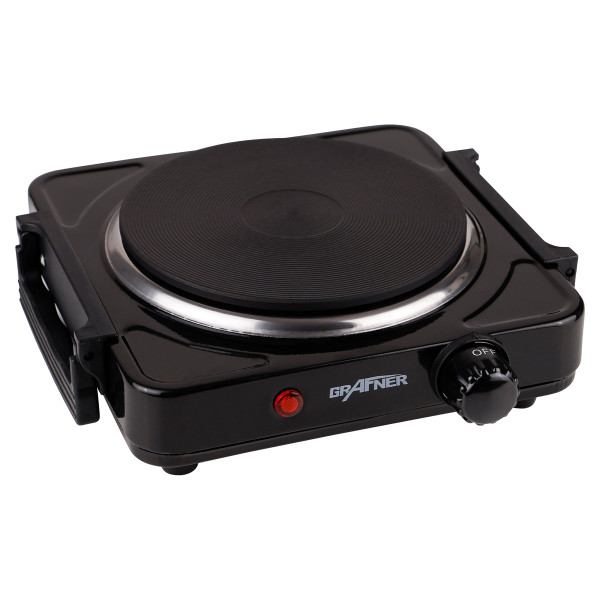 Grafner Kochplatte einzel 1000 Watt mit klappbaren Griffen schwarz KP10878