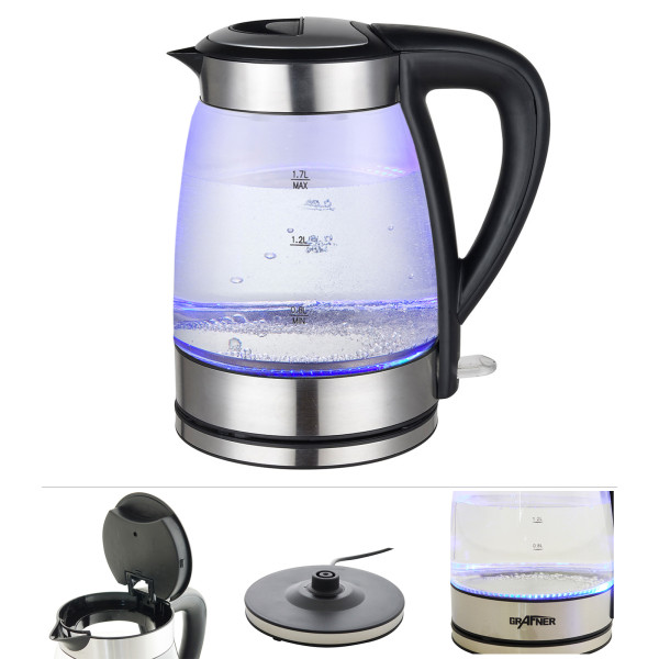 Grafner Design-Wasserkocher Glas 1,7l max. 2200W WK10541