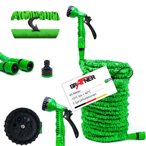 Grafner Flexibler Gartenschlauch Klickanschluss grün 45 m FG10574