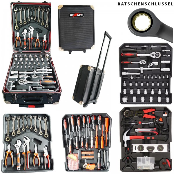 Grafner® Werkzeugkoffer 599 teilig Ring Ratschen bestückt Werkzeugtrolley